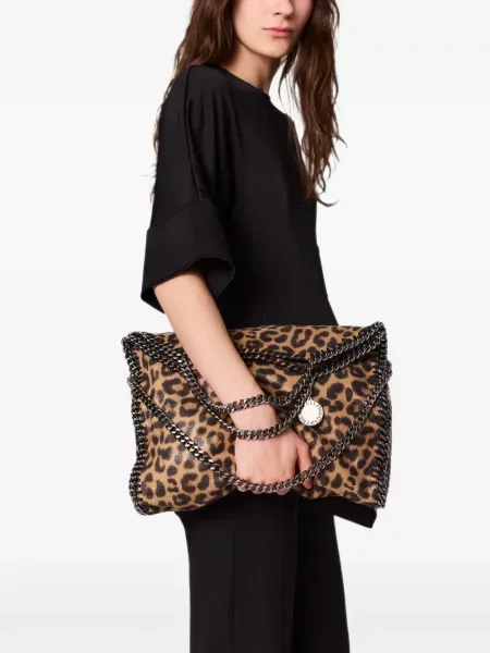 Geantă shopper Stella Mccartney cu model leopard maro