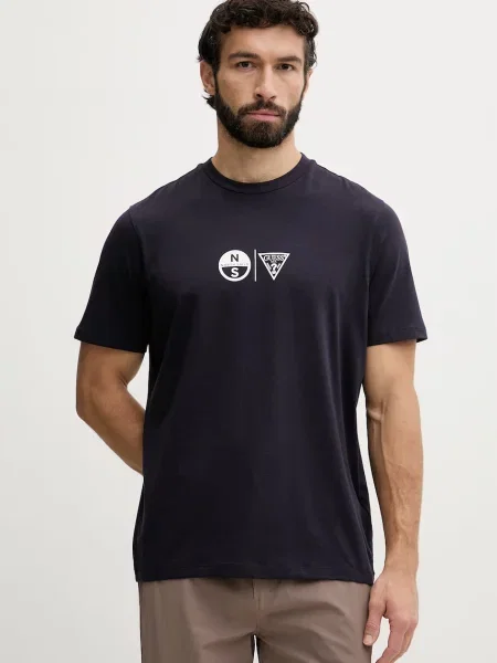 Guess T-shirt Ανδρικό από με ελαστάν x North Sails μπλε