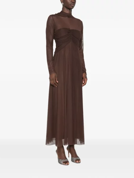 Rochie maxi Twinset cu volane maro