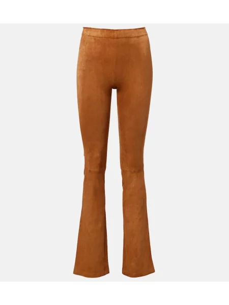 Pantaloni Stouls din piele de căprioară lungi maro