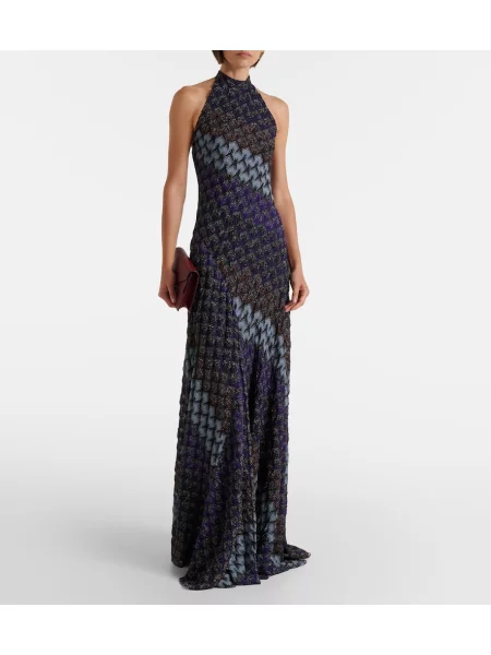 Rochie Missoni tricotate cu gât halter