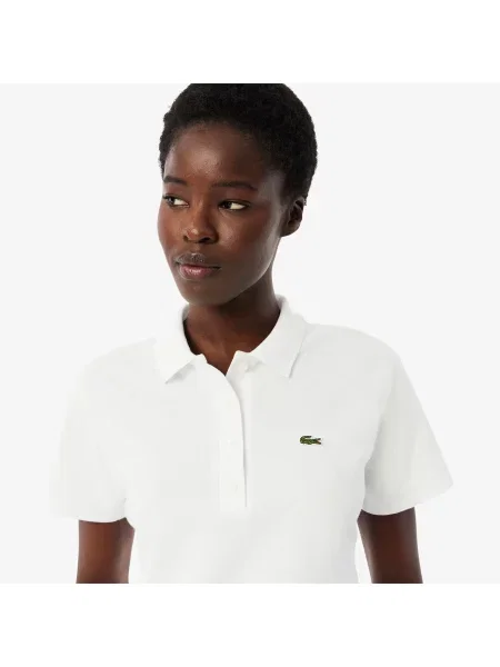 Lacoste Kadın Slim Fit Beyaz Polo biała