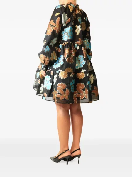 Rochie mini Stine Goya cu model floral cu imagine negru