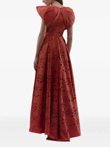 Rochie Gemy Maalouf cu model floral asimetrică portocaliu