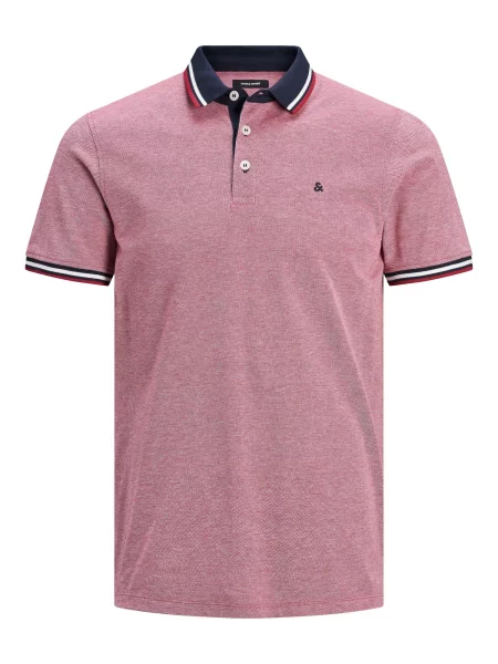 JACK & JONES Tricou Paulos bleumarin / roz eozină / roșu alb