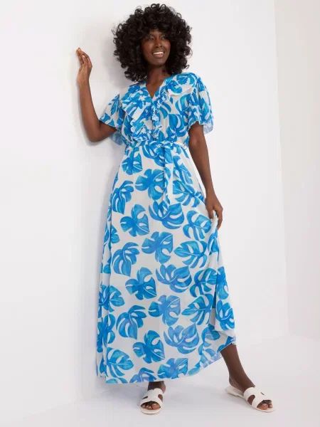 Rochie Fashionhunters cu volane de costum albastru
