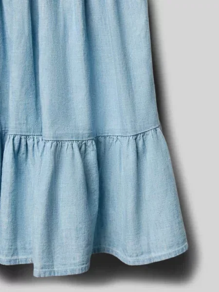 Rozkloszowana sukienka jeansowa z czystej bawełny Polo Ralph Lauren Teens niebieska