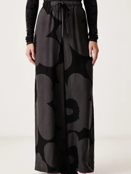 Marimekko pantaloni wide leg pentru femei cu lyocell gri