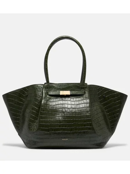 Usnjena usnjena torbica Demellier zelena