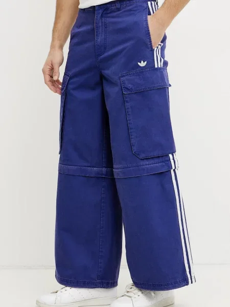Панталон adidas Originals CARGO PANTS лилаво със стандартна кройка синьо