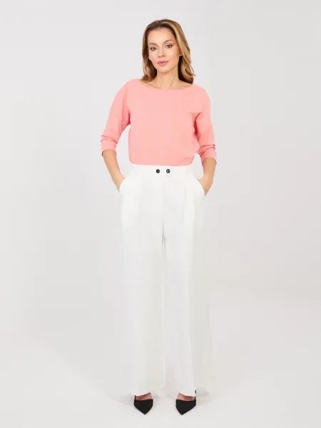 Pantaloni Rue Paris cu picior lat alb
