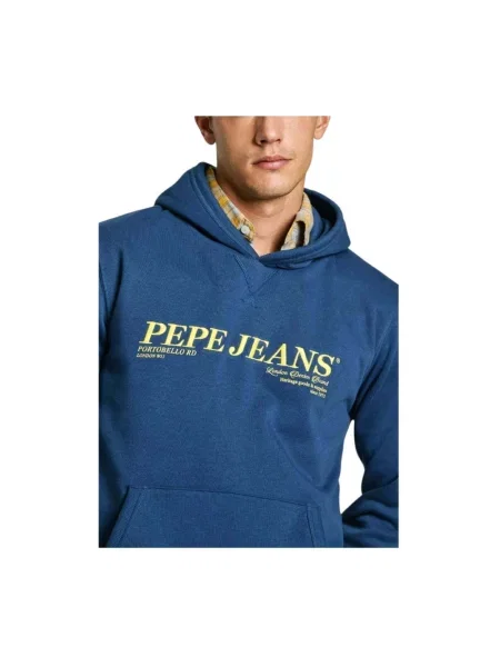 Pepe Jeans bluza DYLAN HOODIE granatowy z kapturem z aplikacją niebieska