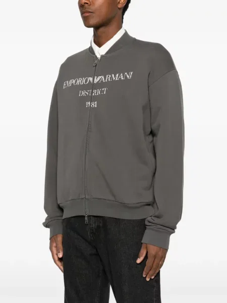 Mikina na zips Emporio Armani sivá