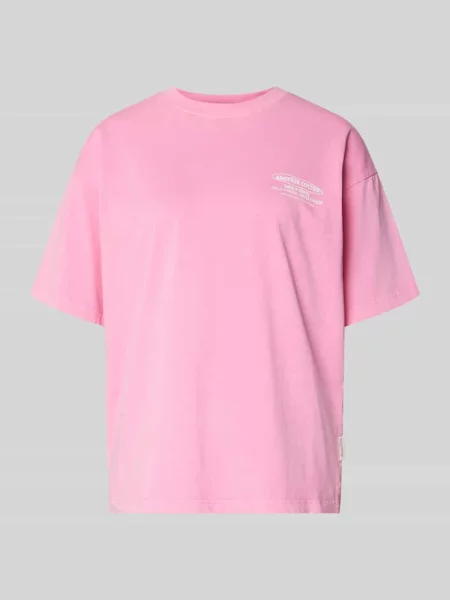 Oversize’owy T-shirt z nadrukiem logo Another Cotton Lab różowa