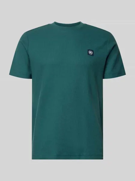 T-shirt z naszywką z logo i okrągłym dekoltem Lerros zielona