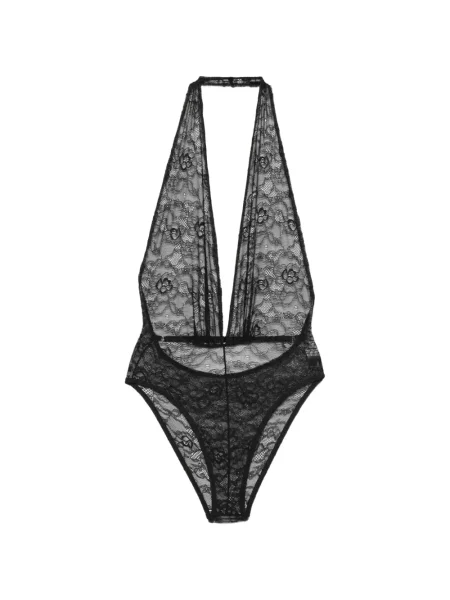 Body Alchemy din dantelă cu gât halter negru