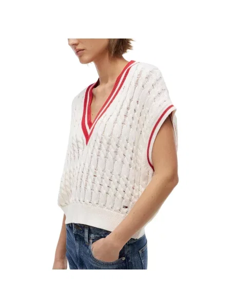 Tommy Jeans Sveter červená biela