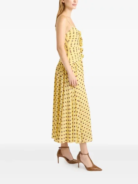Rochie Cinq A Sept cu model floral de costum galben