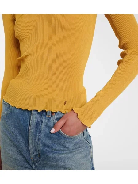 Top Saint Laurent de mătase galben