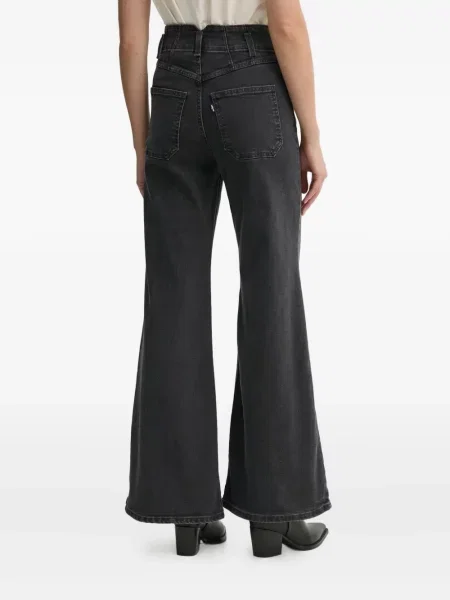 Proste jeansy Levi's 501 w paski ze stretchu dzwony niebieskie