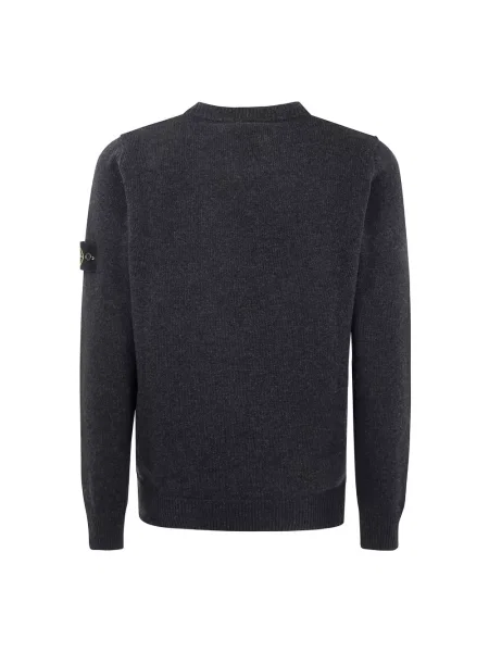 Sweter Stone Island wełniany z kamieniami szary