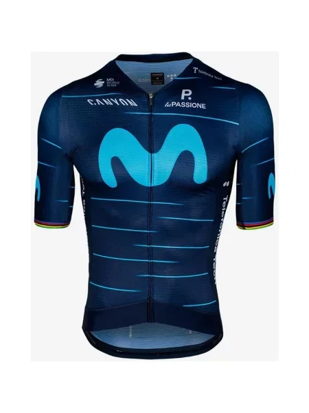 Replika koszulki z krótkim rękawem mistrza świata Movistar Team XS niebieska