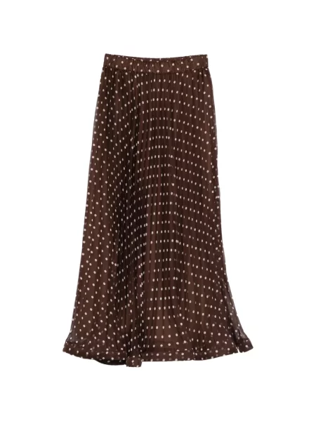 Maksi spódnica plisowana Parosh w grochy brązowa