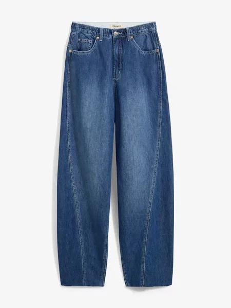 Jeansy typu ballon high waist super soft niebieskie