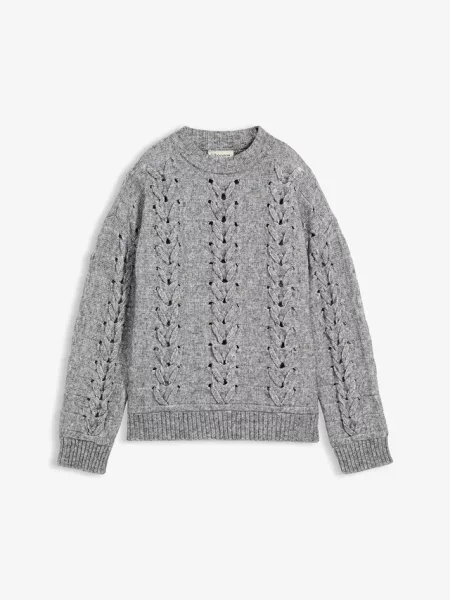Gruby sweter ze wzorem w warkocze szary