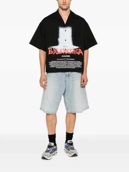 Scurt cămașă Balenciaga cu imagine negru
