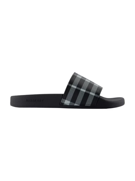 Klapki Burberry w kratę czarne