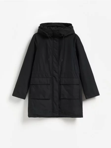 Geacă parka Reserved cu glugă negru