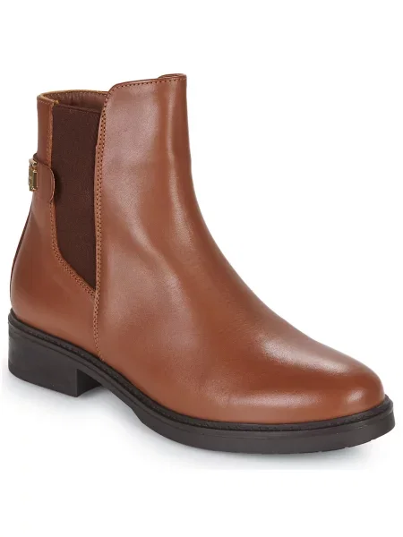 Botine Tommy Hilfiger din piele fără toc maro