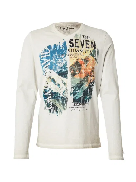 CAMP DAVID Póló kék / ezüstszürke / narancs fekete