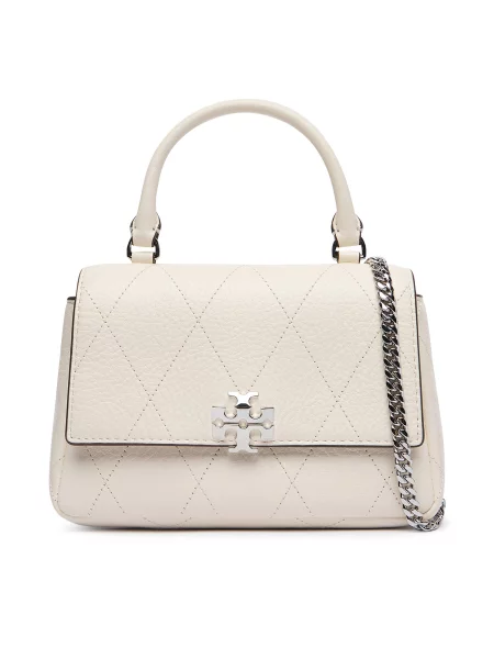 Kabelka Tory Burch Charlie Quilted Mini Top Handle Chain Wallet Krémová