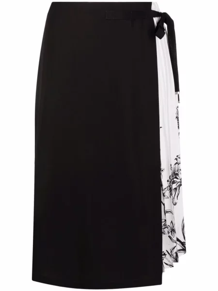 Fusta plisata Salvatore Ferragamo de mătase plisată negru