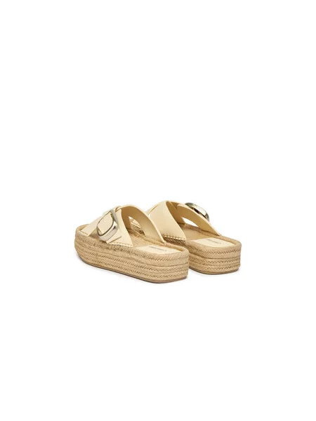 Espadrilės Calvin Klein Flatf Espadrill Cross Lth Hdw Écru