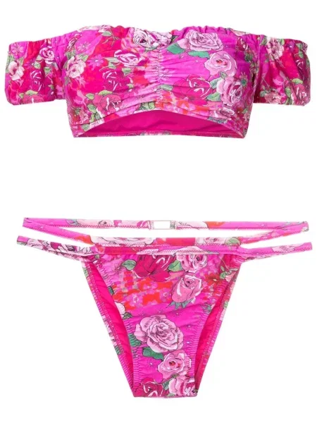 Bikini Amir Slama cu model floral cu imagine roz