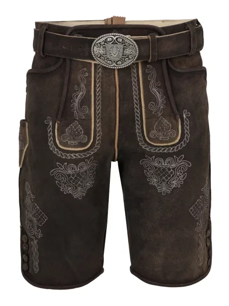 Krüger Buam Krojové kalhoty Vinc tmavě hnědá šedá