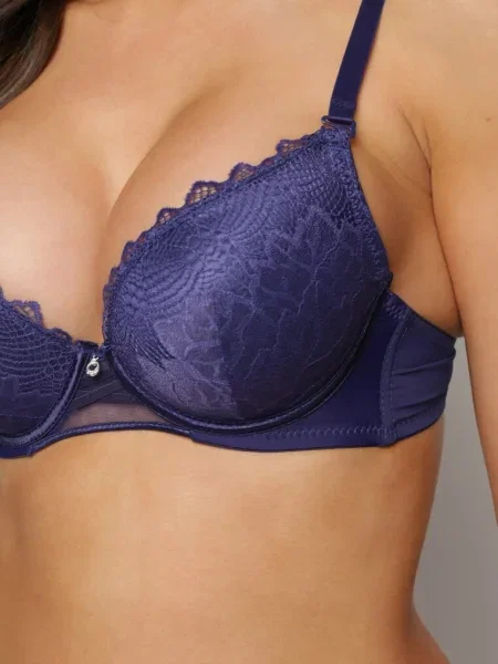 Sutien Push Up Mov cu Dantelă Decorativă și Pandantiv Gialine