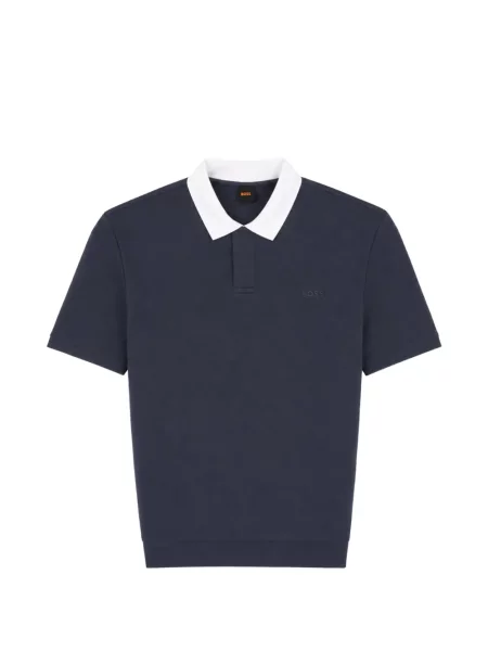 Gulerat tricou polo Boss cu autograf albastru