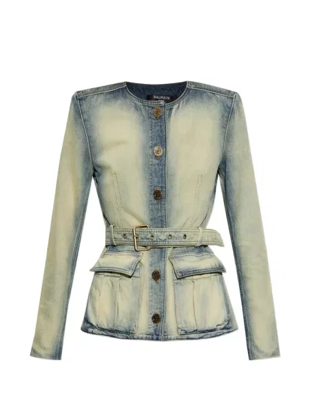 Cu centură geacă de blugi Balmain albastru