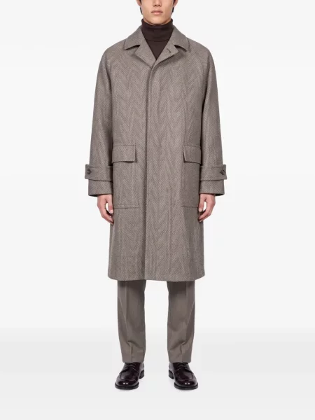 Palton Tagliatore cu model herringbone gri