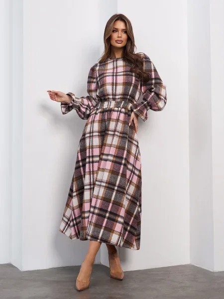 Вовняна Сукня максі ISSA Plus бежевий