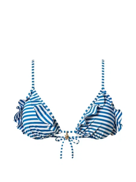 Top Twinset cu dungi cu volane albastru