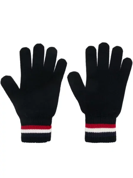 Mănuși Moncler de lână cu dungi albastru