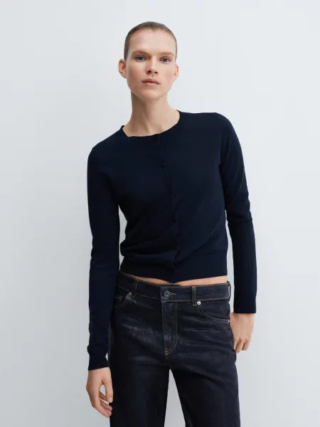 Кардиган MANGO Lukabob темно-синій віскоза/поліестер синій