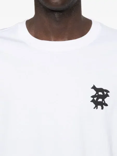 Tricou Maison Kitsune cu imagine alb