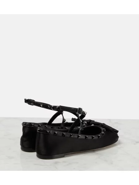 Balerini Valentino Garavani din satin negru