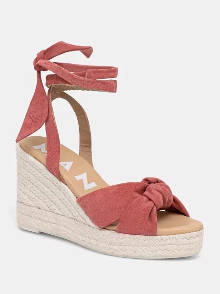 Espadrile Manebi din piele cu pană portocaliu